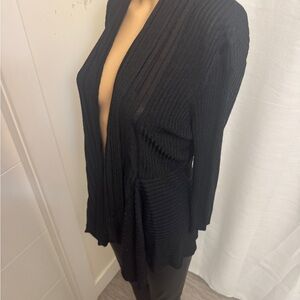 23” ptp Orage Black Ribbed Women's Cardigan